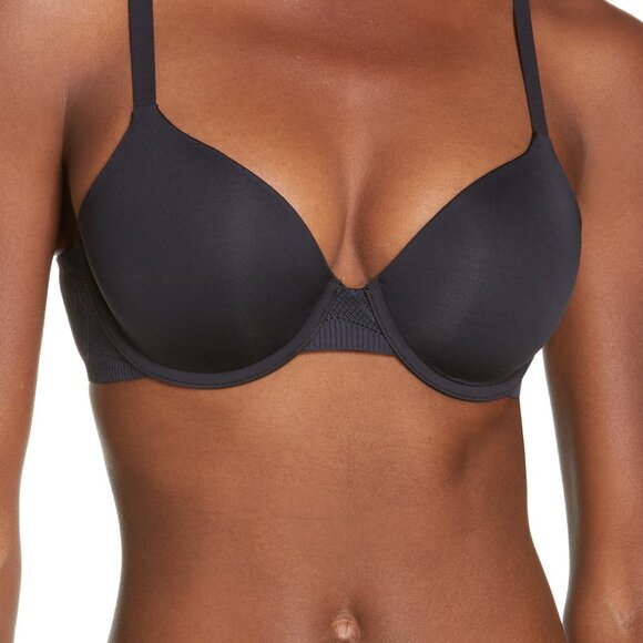 #682 DKNY Women's Lace Comfort Demi Bra in Black | Plus Size 36B | HerRoom.com - Picture 4 of 4
